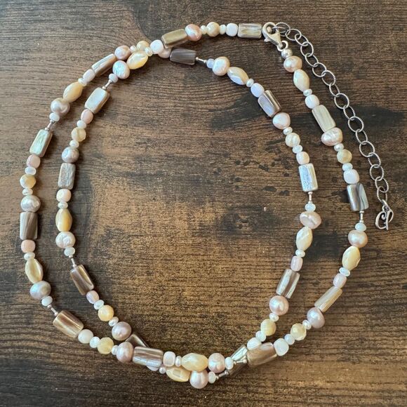 Carolyn Pollack Relios 925 Pearl & Mother of Pearl Beaded Necklace 30 - 34 inch - Picture 8 of 15